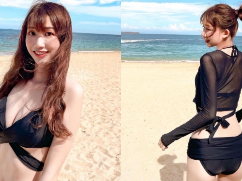國北教「長腿學生妹」身高171cm，澎湖海邊穿比基尼秀出「渾圓雪乳」！