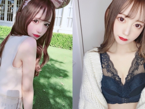大眼萌妹「蕾絲內衣」解放酥胸，白皙水嫩的美肌太不科學！