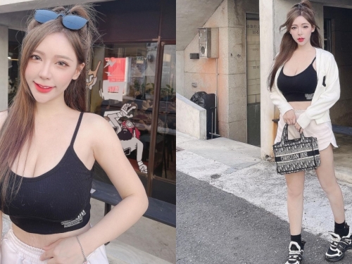 「巨乳兄弟球迷」Nai奈奈辣逛台南！清涼小背心挺「傲人F奶」，走在路上超吸睛！