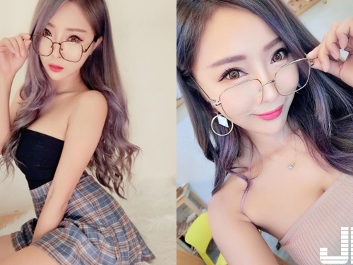 嫩乳眼鏡娘！32F兇猛上圍，穿上緊身小背心真的要滿到爆出來了....