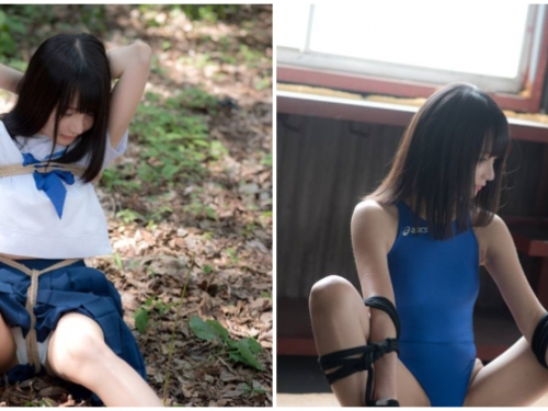 「色氣學生妹」的綑綁調教！直接掀起來給你看裙底風光，在無人倉庫的工口繩縛遊戲！