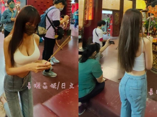 鹿耳門天后宮驚見「爆乳正妹」參拜！超雪白美胸＋小蠻腰，前凸後翹誠意超足！