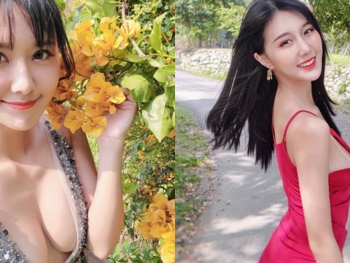 誰能專心賞花？「羽晴Min」小禮服中路大開秀雪白美乳，連日常側拍都快守不住防線！