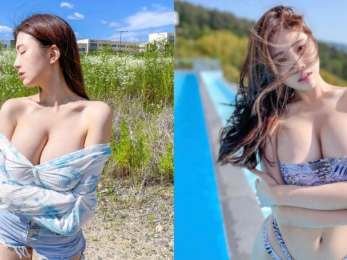巨乳小姐姐完美示範何謂「掉出來」　這乳量有點厲害啊！
