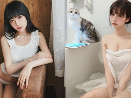 正妹小鹿鹿「裹浴巾泡澡」好誘惑，白皙曲線浸水後變更兇了！