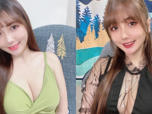 雪乳正妹「莫葵 Vika」黑蕾絲深V上衣好性感，「深邃溝溝」有夠迷人！