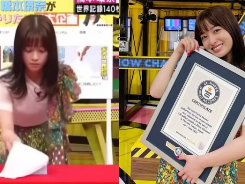 「橋本環奈」創金氏世界紀錄！1 分鐘抽 157 張面紙  網友直呼無厘頭