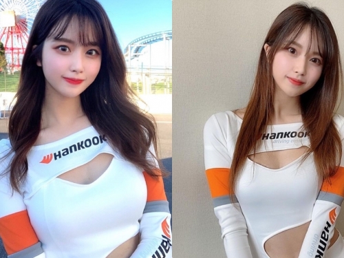 摩天輪前的「超甜美乳正妹」，「胸前小挖空」好養眼呀！