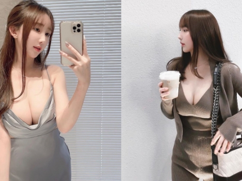 「氣質小姐姊」邪惡領口造福大眾，倒出「白嫩美乳」太銷魂