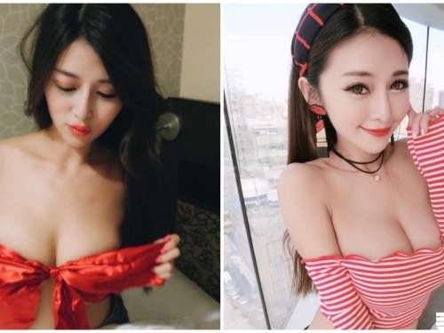 火紅蝴蝶結綁胸，正妹巨大美乳「緊繃到溢出來」！網：好想拆這禮物～