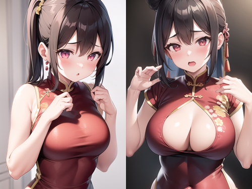 原創二次元AI寫真 旗袍 高衩 羞羞臉