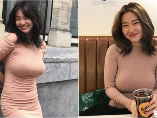 「肉肉奶妹」帶球出門！「渾圓兩粒」衣服都快包不住啦！這種手感才是極品！