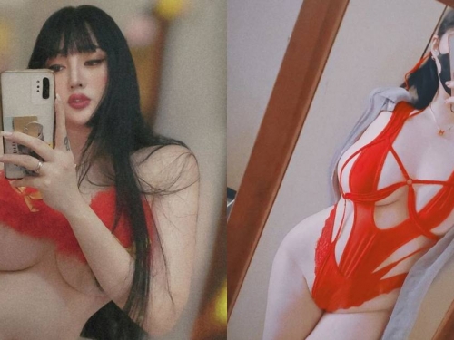 最辣護理師「黃靜」秀新買紅色戰袍！「白嫩美體+巨乳翹臀」好犯規
