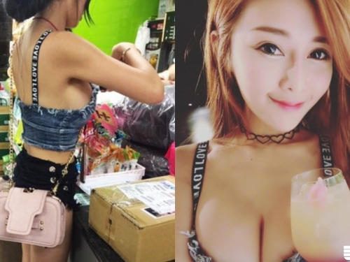 超商結帳驚見「美乳正妹」！火辣打扮「側乳外露」整個快爆出來！正面更狂了...