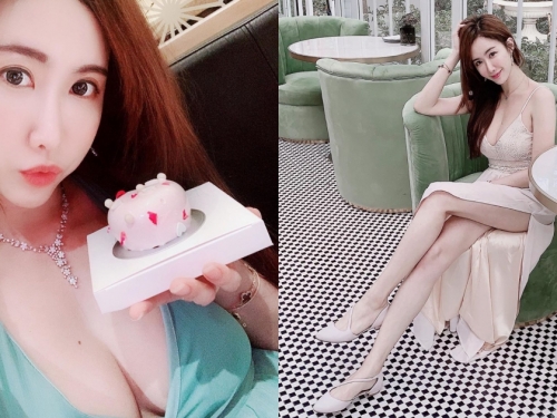 吃鮮奶油蛋糕啦！氣質長腿正妹「Dora妍希」低胸禮服秀「兩球白嫩圓乳」美味滿分！