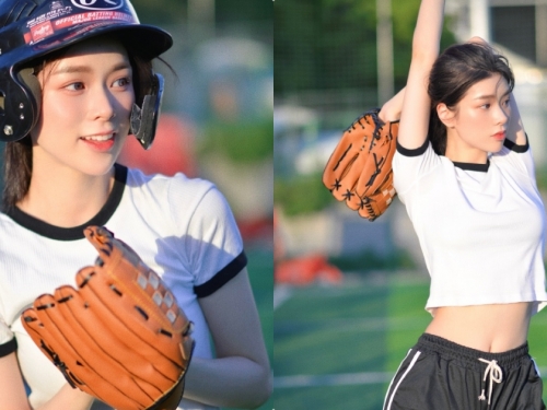 穿真理褲打棒球的「纖腰正妹」，投球時的「惹火曲線」讓人瘋狂！