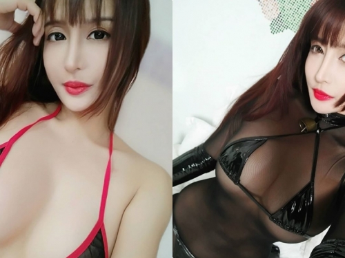 美豔正妹「蜜佧熙」黑色透視裝好嗆辣，若隱若現的美乳更誘人了！