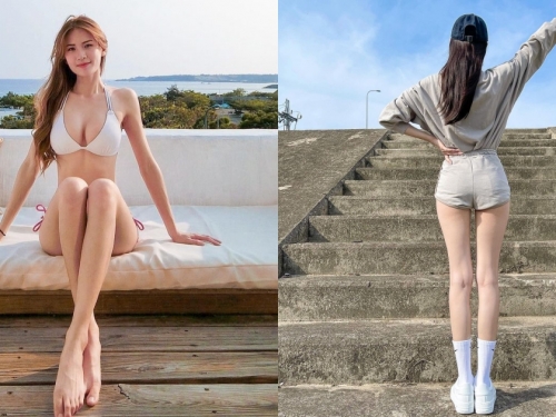 河堤邊出沒的「超強美腿妹」！逆天真理褲露「小巧蜜桃＋白嫩長腿」！