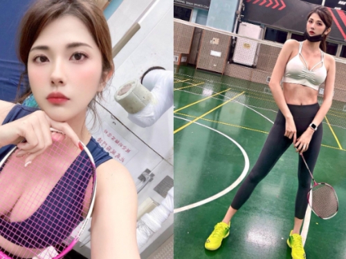 177cm長腿女神「JoannaLin 沐沐」連打羽毛球流汗都美！