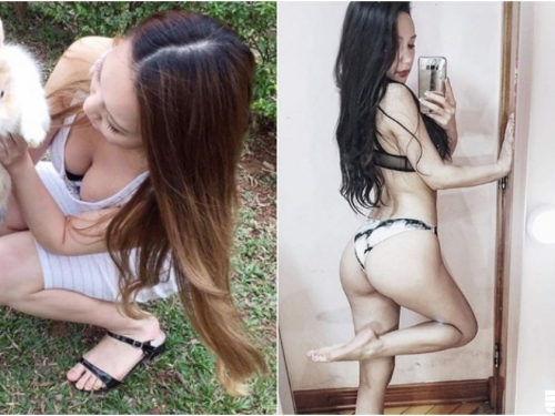 拍到女友「彎腰露奶」逗兔子！「飽滿雙乳」差點掉出來，在家裡打扮超慾的啊！