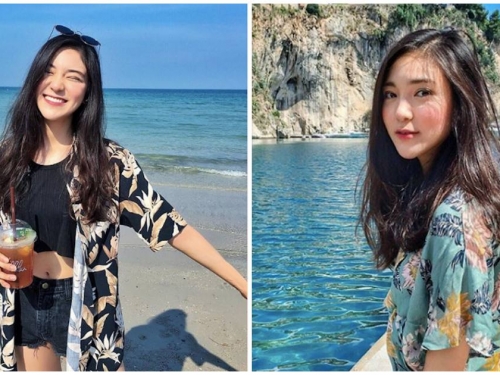 海邊遇到回眸一笑正妹「Bestie Liu」，超細纖腰把遊客都迷倒了～