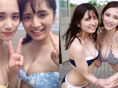 「乳神姊妹花」首次合體拍寫真！比基尼曬「四乳」...收獲雙倍視覺享受！