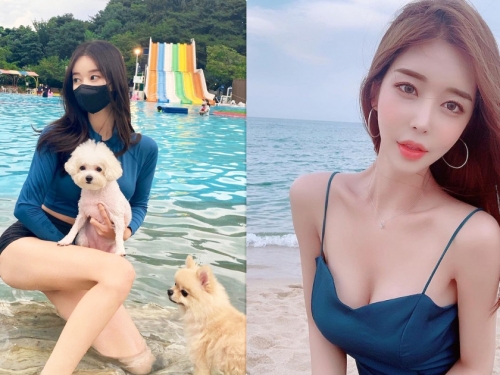 海邊的「細肩帶小姐姐」太辣了，「深溝微露」風景實在太美好！