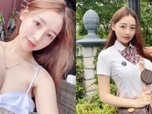 制服正妹「私下造型超誘惑」，細肩上衣「渾圓兇器外露」！