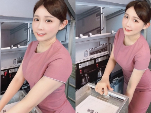 清秀正妹「Nico古璇」化身氣質空姐！粉紅制服下暗藏「E罩杯美乳」，窈窕身段好迷人！
