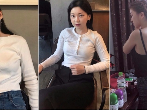 妹子自備「雙乳」突破！快衝出白色上衣，勒出「可愛乳形狀」超明顯啊！