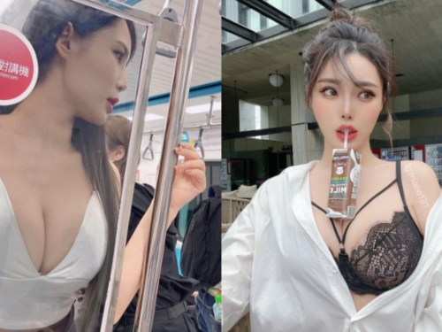 爆裂物！「肝連妹」頂猛乳上捷運，每靠站一次就「奶貼玻璃」一回！