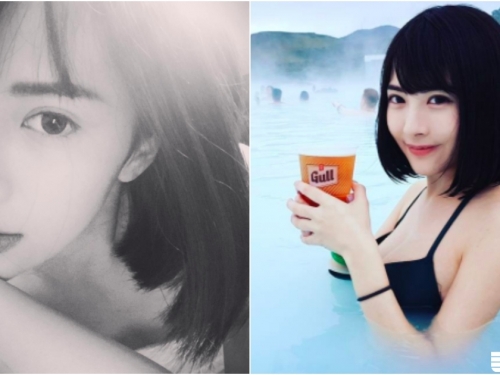 楊冪4ni？「短髮空靈正妹」冰島秀比基尼！「白皙美乳」透出湖面好誘人啊...！
