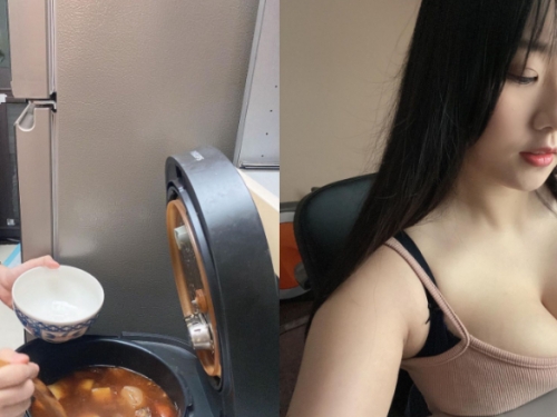 正妹寵物美容師「Angela寶7」防疫在家爆乳料理「牛肉奶麵」