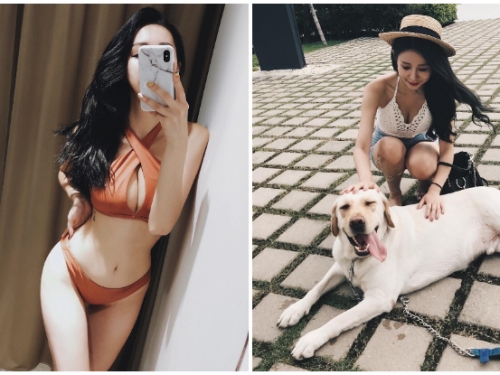 「爆乳正妹」完美身材太火辣！連汪星人也抵擋不住的終極魅力，讓人好想當那隻狗！