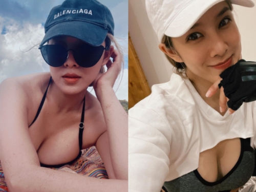 「陽光辣妹」胸前挖空浮雙球，「圓挺美乳」搭性感肌群太養眼！