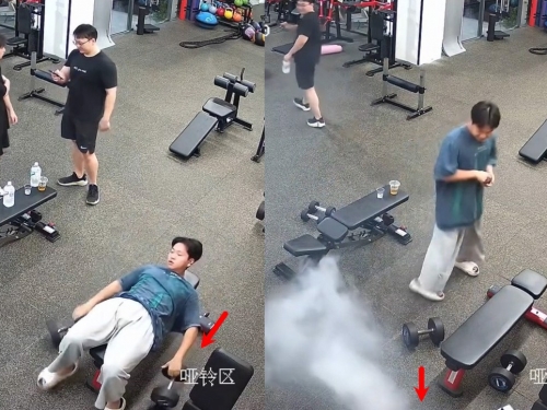糗了！健身房練啞鈴「帥氣一丟」　無辜手機遭砸狂冒煙