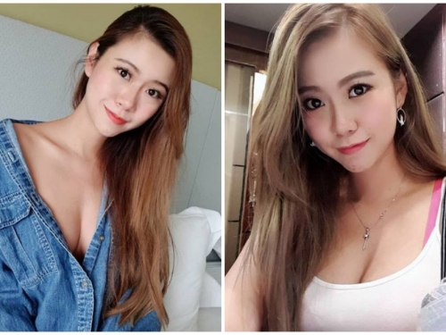 正妹牛仔上衣「裡面疑似沒穿」，「深V乳溝」畫面太誘惑了！