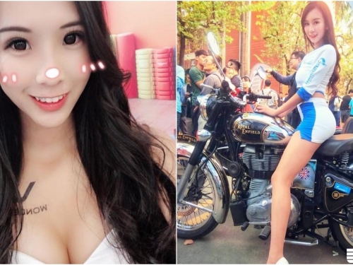 車展上「長腿SG」出沒，「完美曲線」跨過重機讓人心癢癢～