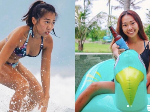 專注的女孩好性感～凹豆正妹「Vicki」不只衝浪迷死一片海攤，甜美笑容更讓人瞬間融化...