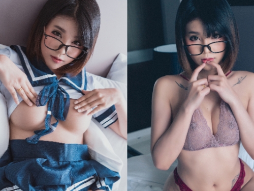 眼神洩漏小心思！性感眼鏡娘風騷色氣不隱藏　美乳翹臀若隱若現辣眼睛