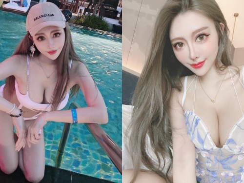 想找技術好的陪遊！電眼美人「唐琦琦」泳裝太嗆辣，後面三個路人猛盯「水蜜桃」！
