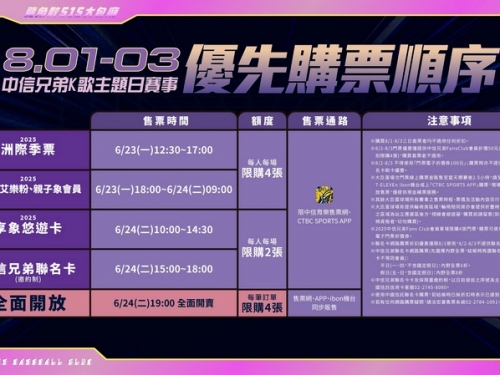 中職》兄弟K歌主題日超狂卡司 球團公布票價、3日套票！