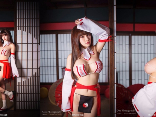 「爆乳巫女」要用童貞獻祭！激萌臉蛋加上狂野身材，還把超狂心願都寫在胸罩上！