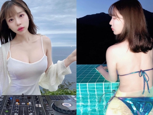 「大奶正妹DJ」海邊爆乳打碟，下水後「曼妙曲線」更藏不住，細腰翹臀全都露！