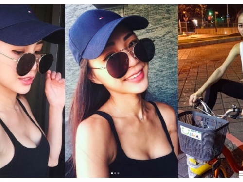 一起夜騎Ubike吧！街頭驚見「美乳正妹」香汗淋漓！騎姿腿太長，雙腳「好難關起來」喔～