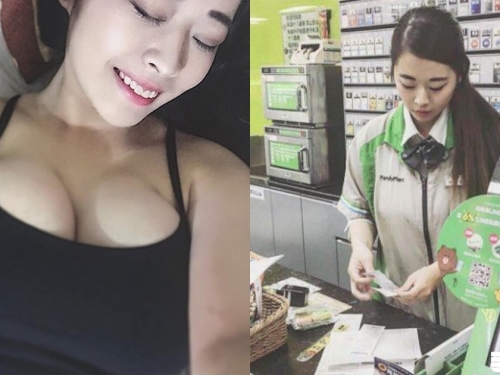 衝一波！全家「航母級」正妹店員，制服下竟藏有「撐爆衣衫」危險胸器！