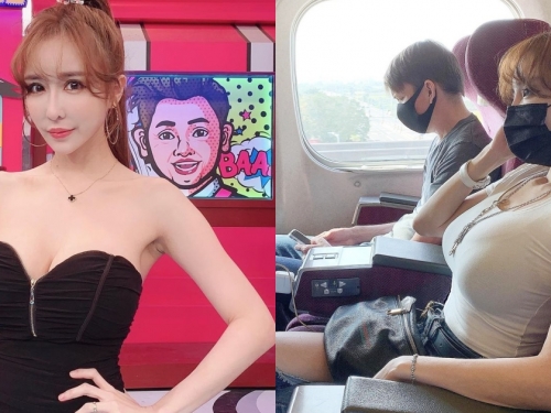 高鐵商務座位驚見「白T巨乳妹」！超窈宨曲線讓人想搭訕，原來是性感教主雪碧本人！