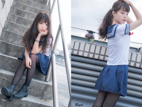 艷系正妹「柔ㄤ」厭世勾魂眼潛藏獨特魅惑力　清純「黑絲水手服造型」不小心就陷下去了