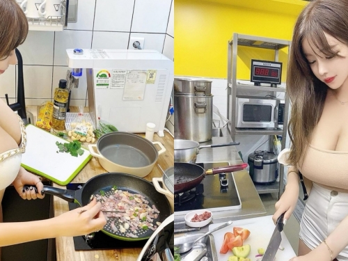 女友愛做飯！在家「穿內衣主菜」散發濃濃乳香，白肉包和水蜜桃通通好欠吃！