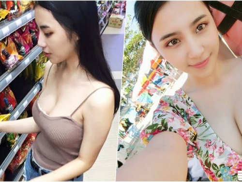 好白！大賣場買零食撞見「背心白乳妹」！渾圓飽滿又「中路大開」誰受得了...